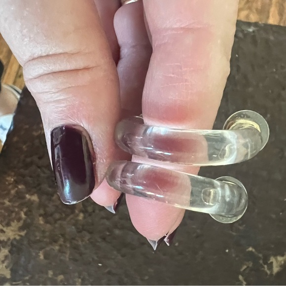 Lucite Acrylic Hoop Earrings - Picture 7 of 10